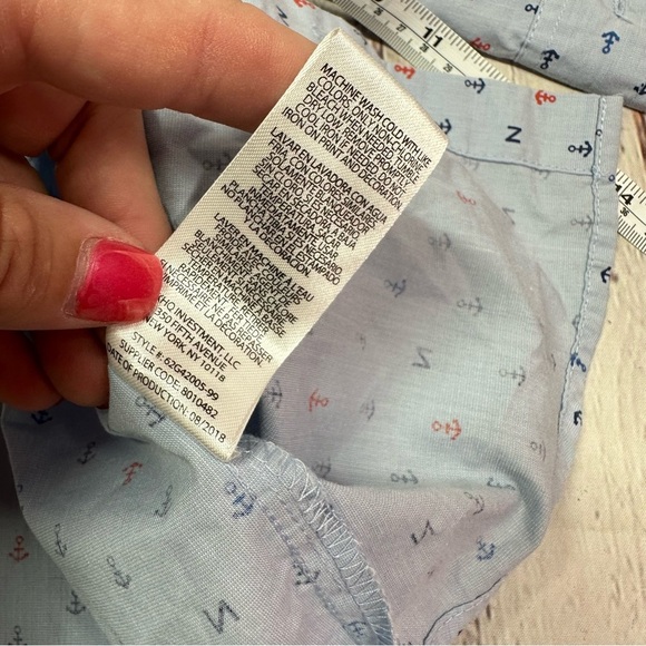 Nautica Blue red Anchor Print Button Down Shirt toddler 3T nautical preppy - Picture 5 of 5